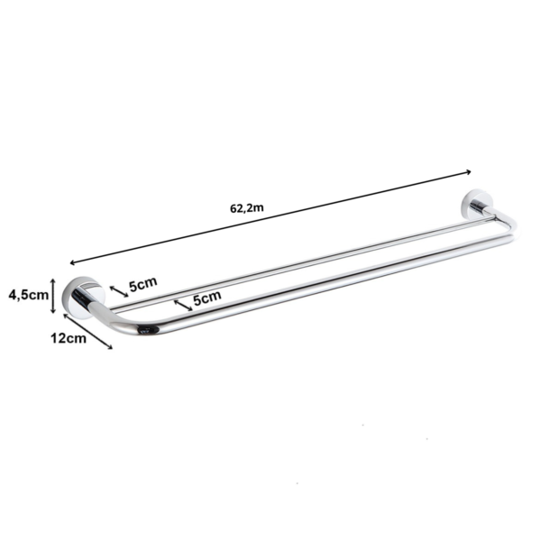 61202 - Toalheiro Duplo para Banheiro 62cm - Imagem 8