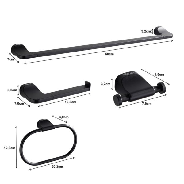 Kit 97900 - Kit de Acessórios Para Banheiro Preto - Imagem 9
