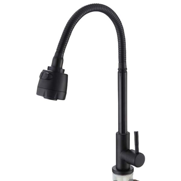 Torneira de Água Fria Flexível Jato e Ducha - Preto Fosco