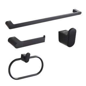 Kit 99100 - Kit de Acessórios Para Banheiro Preto Fosco - 99100 - Kit Acessórios para Banheiro