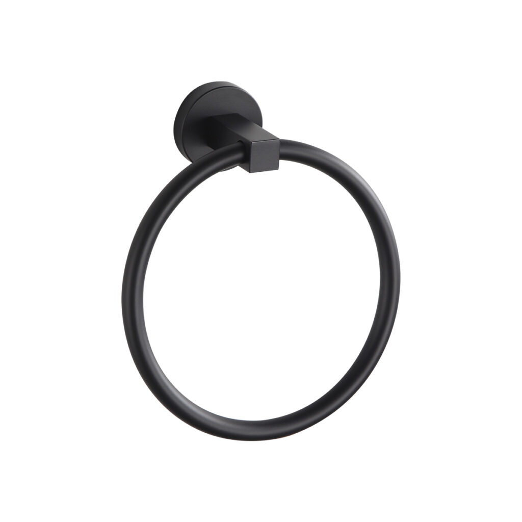 75511B - Porta Toalha de Rosto em Argola Preto Fosco