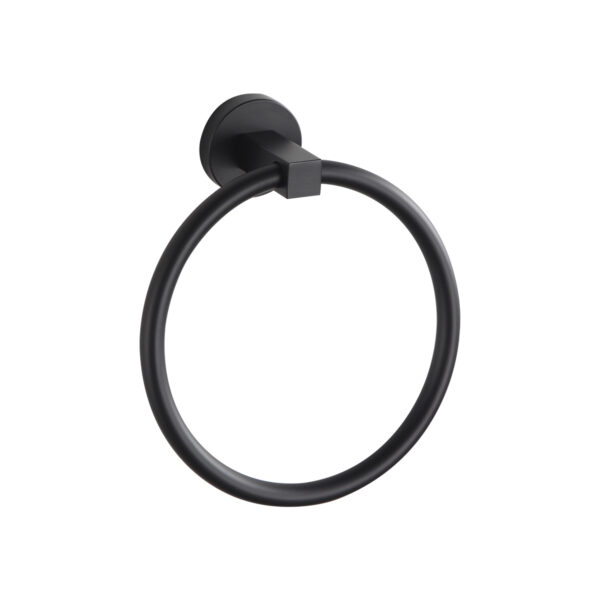 75511B - Porta Toalha de Rosto em Argola Preto Fosco - 75511B - Porta Toalha