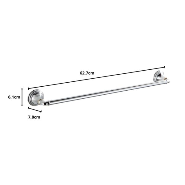 71601 - Suporte para Toalha de Banho Cromado com Dourado 62,7cm - Imagem 8