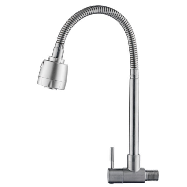 Torneira de Água Fria para Cozinha Flexível com Arejador - Escovado