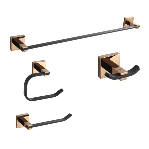 11100 - Acessórios para Banheiro - Rose Brilhante com Preto Fosco