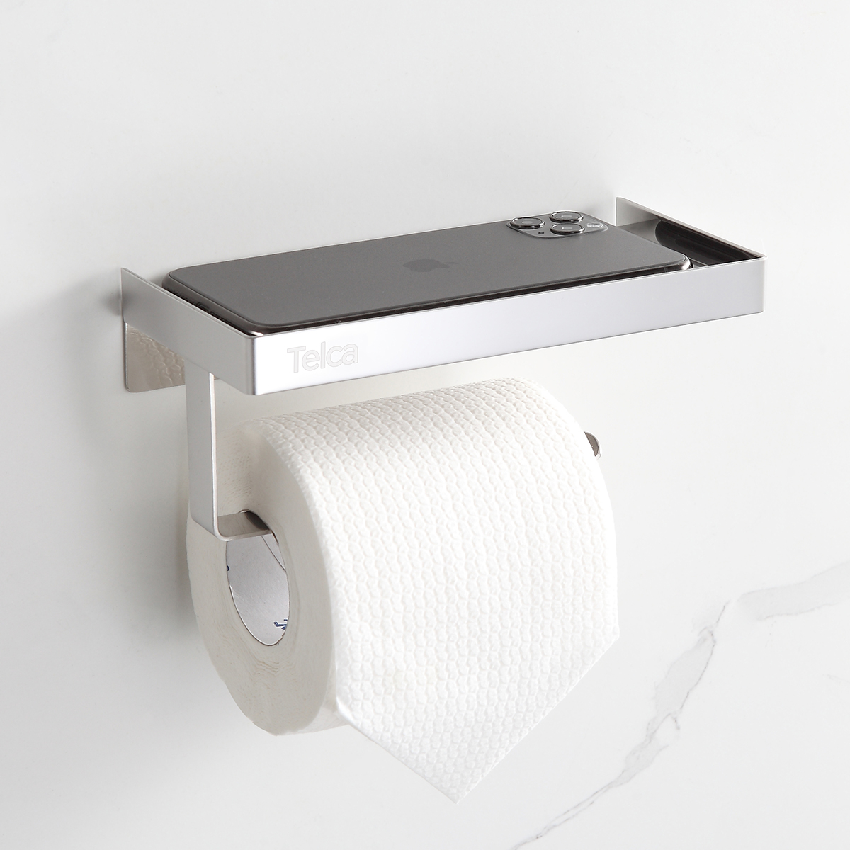 Papeleira Com Suporte Para Celular Em Aço Inox - Imagem 6