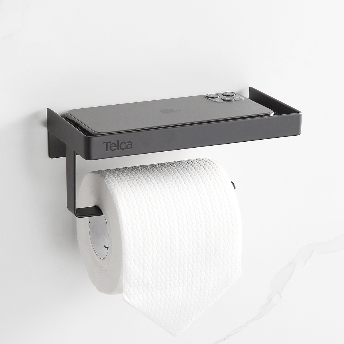 Papeleira Com Suporte Para Celular Em Aço Inox - Imagem 2