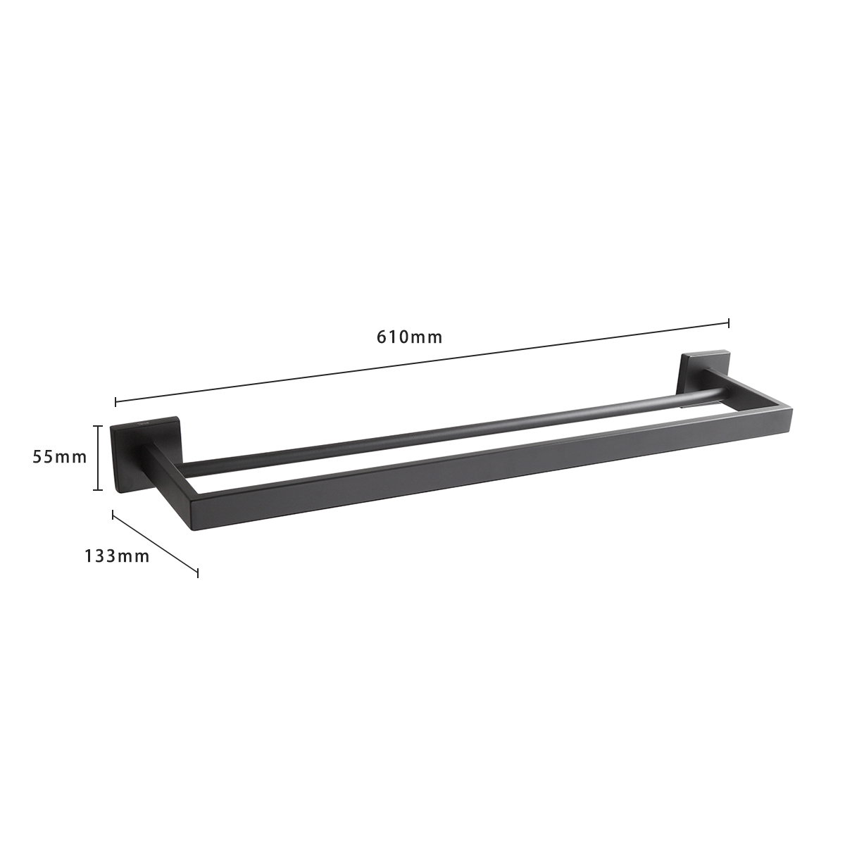 Toalheiro Duplo 61cm Porta Toalhas Preto Aço Inox - Imagem 10