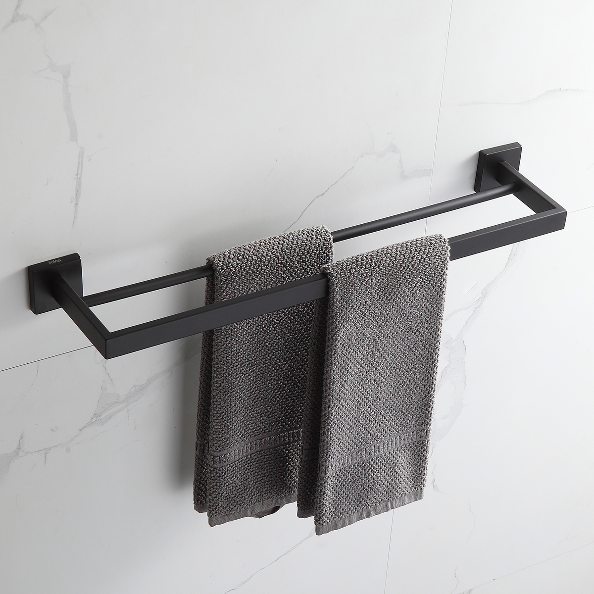 Toalheiro Duplo 61cm Porta Toalhas Preto Aço Inox - Imagem 4