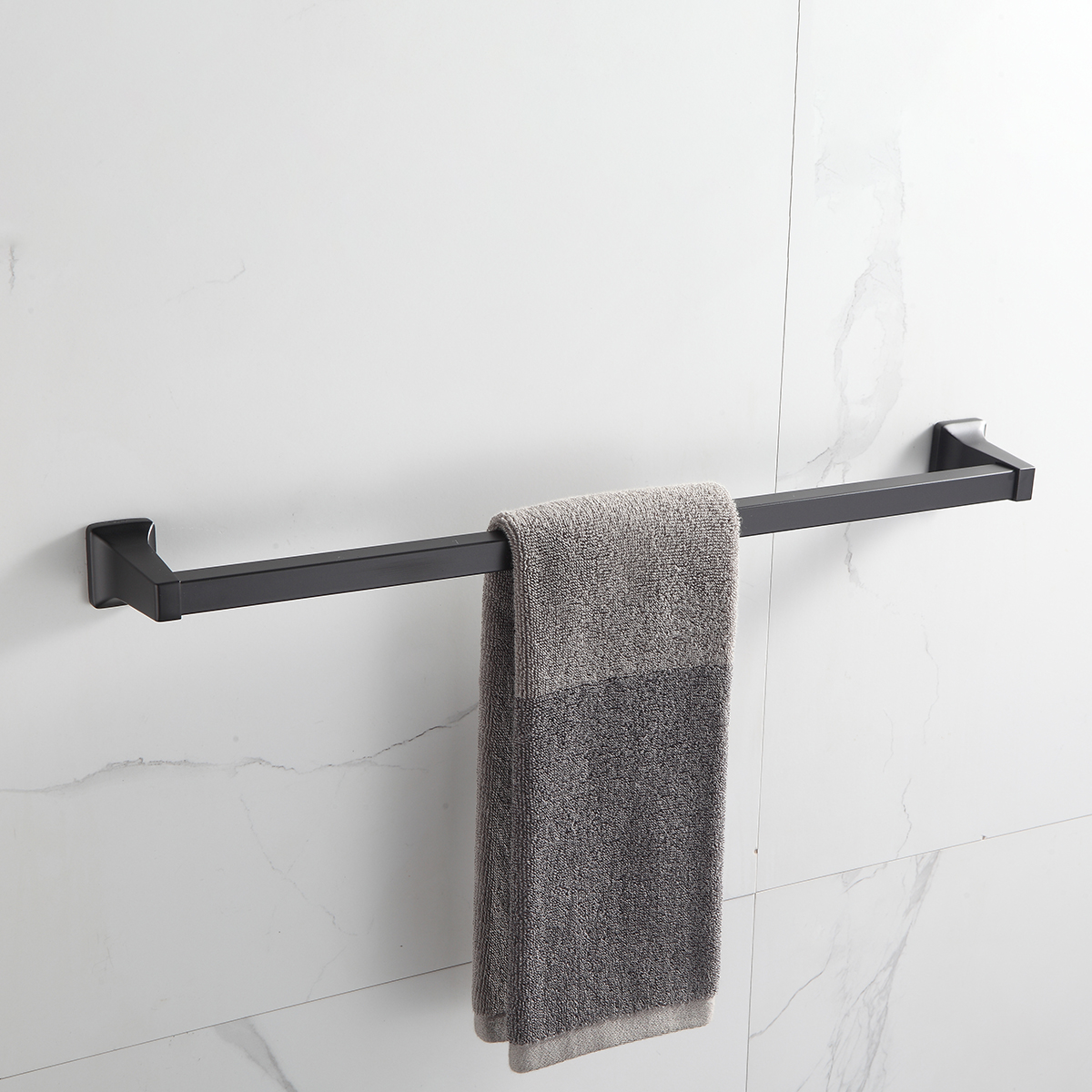 Toalheiro De Banho Parede Banheiro Preto Fosco 45cm - Imagem 2