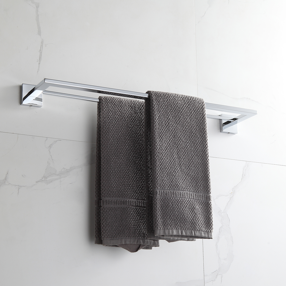 Toalheiro Duplo De Banho Aço Inox Cromado Brilhante - Imagem 3