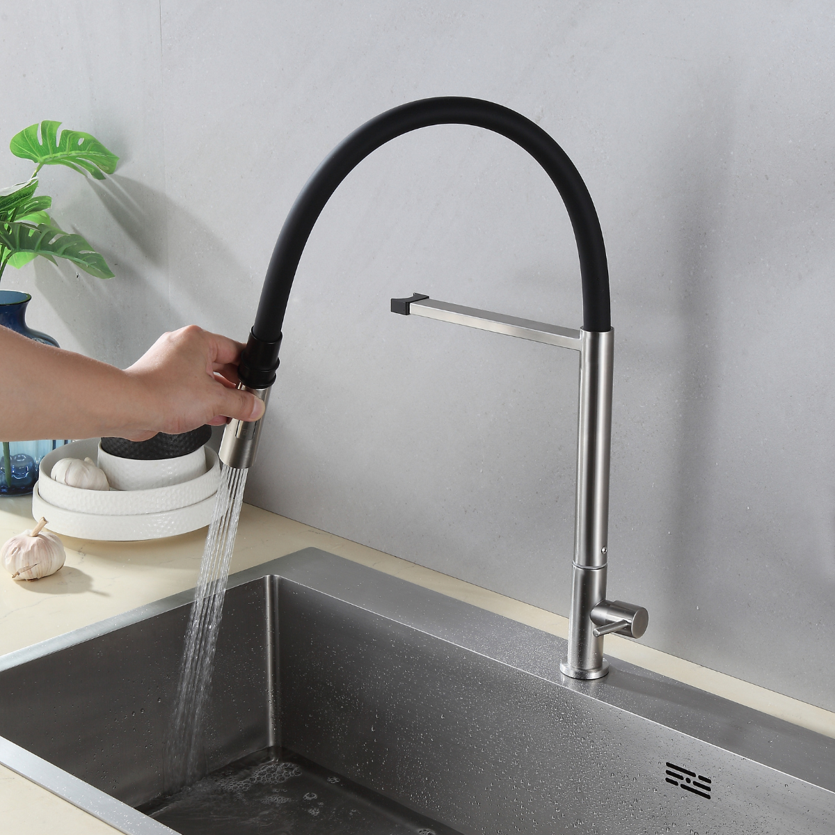 XSCF-8916 - Torneira Bancada Cozinha Água Fria Com Ducha 1/4 De Volta Telca - Imagem 5