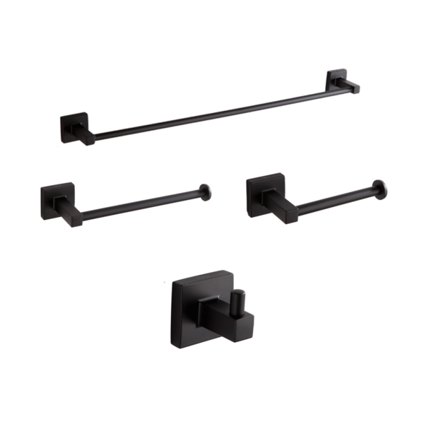 97600P Kit de Acessórios para Banheiro 4 Peças Preto Fosco – Telca
