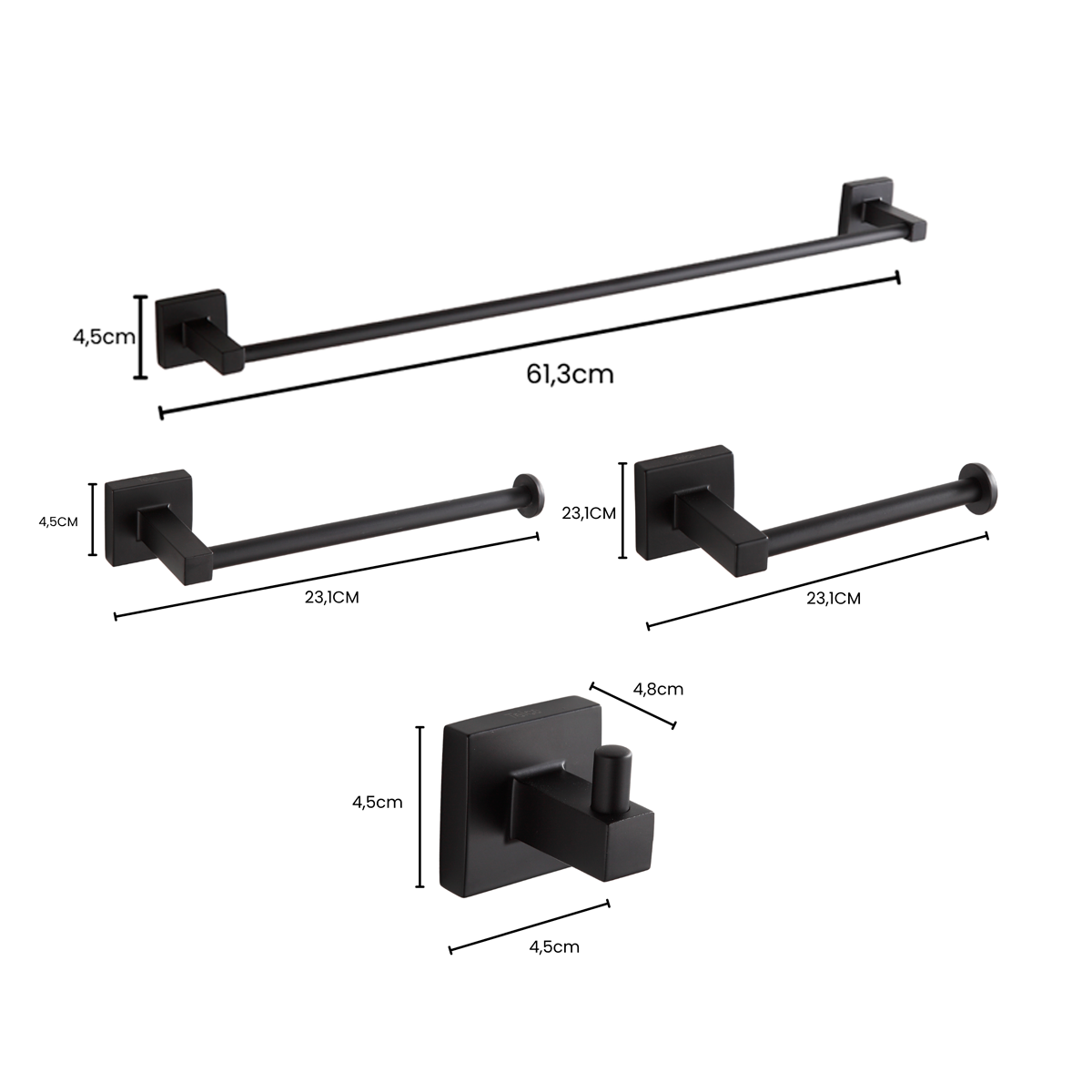 97600P Kit de Acessórios para Banheiro 4 Peças Preto Fosco – Telca - Imagem 11
